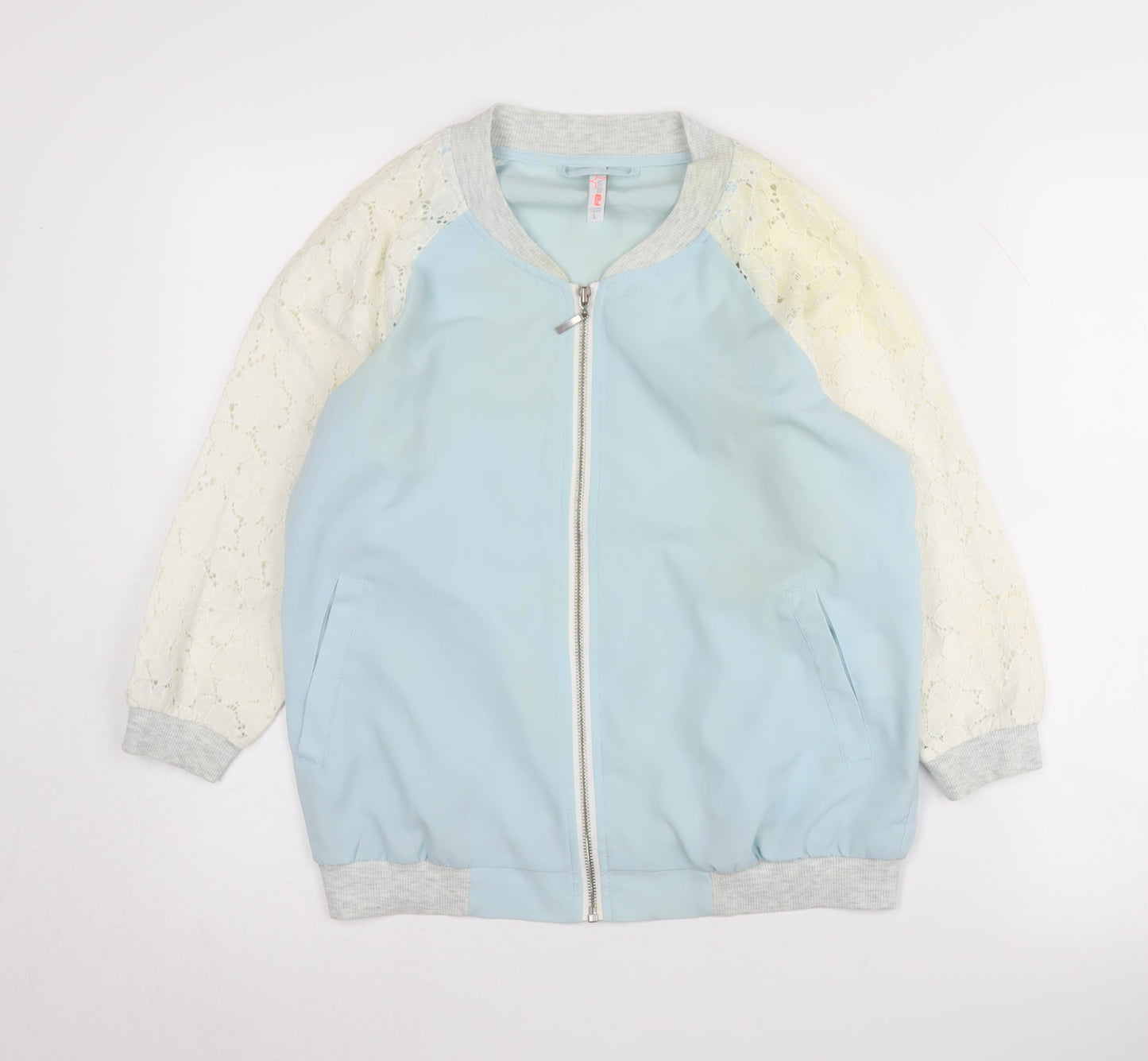 FB Sister Women's Blue Lace Bomber Jacket L