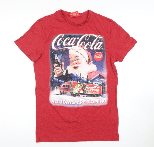 Coca-Cola Red Christmas T-Shirt, Men's Small, Graphic Print
