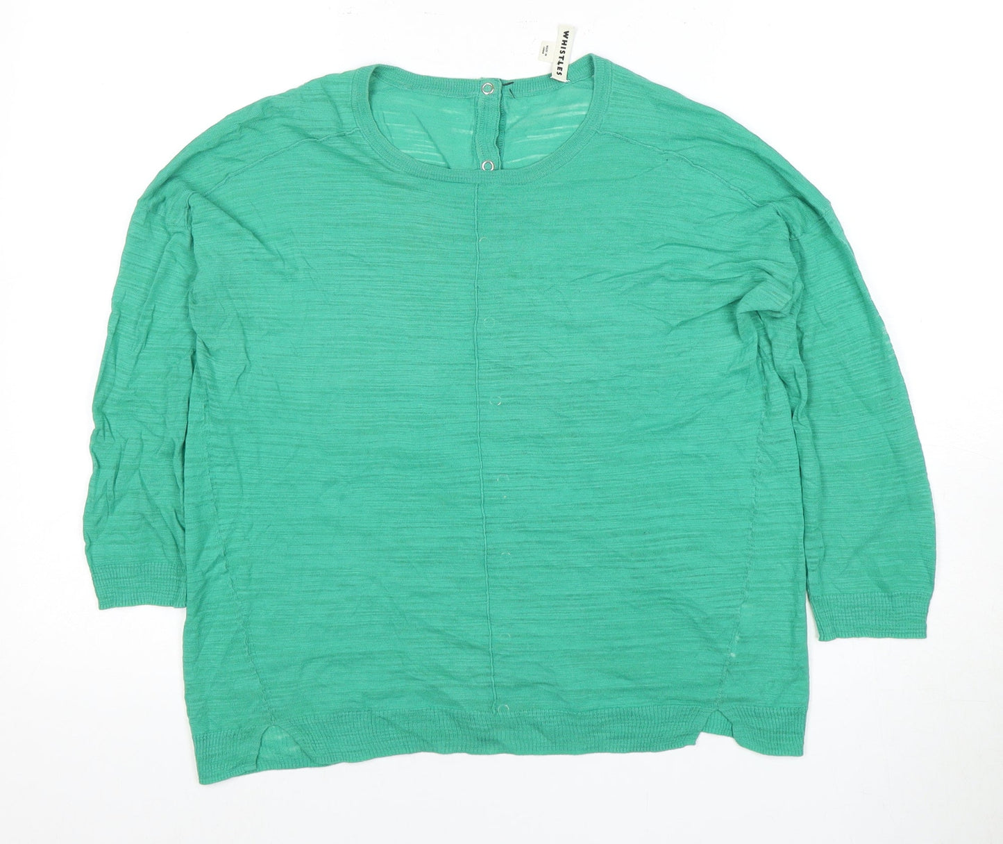 Whistles Women's Green 3/4 Sleeve Button Blouse M