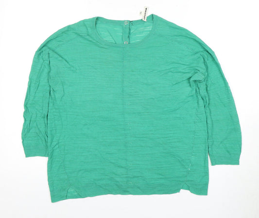Whistles Women's Green 3/4 Sleeve Button Blouse M