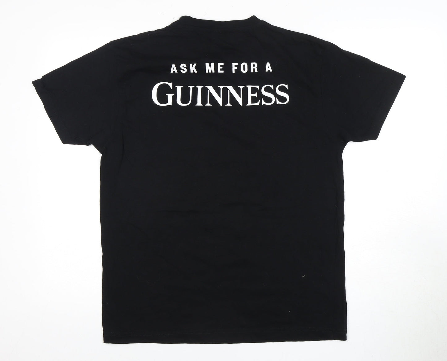 Guinness Men's Black Six Nations T-Shirt L - Cotton Crew Neck