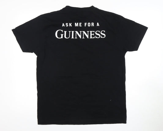 Guinness Men's Black Six Nations T-Shirt L - Cotton Crew Neck
