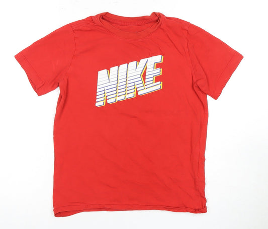 Nike Boys' Red Graphic T-Shirt - Size L, Casual Crew Neck
