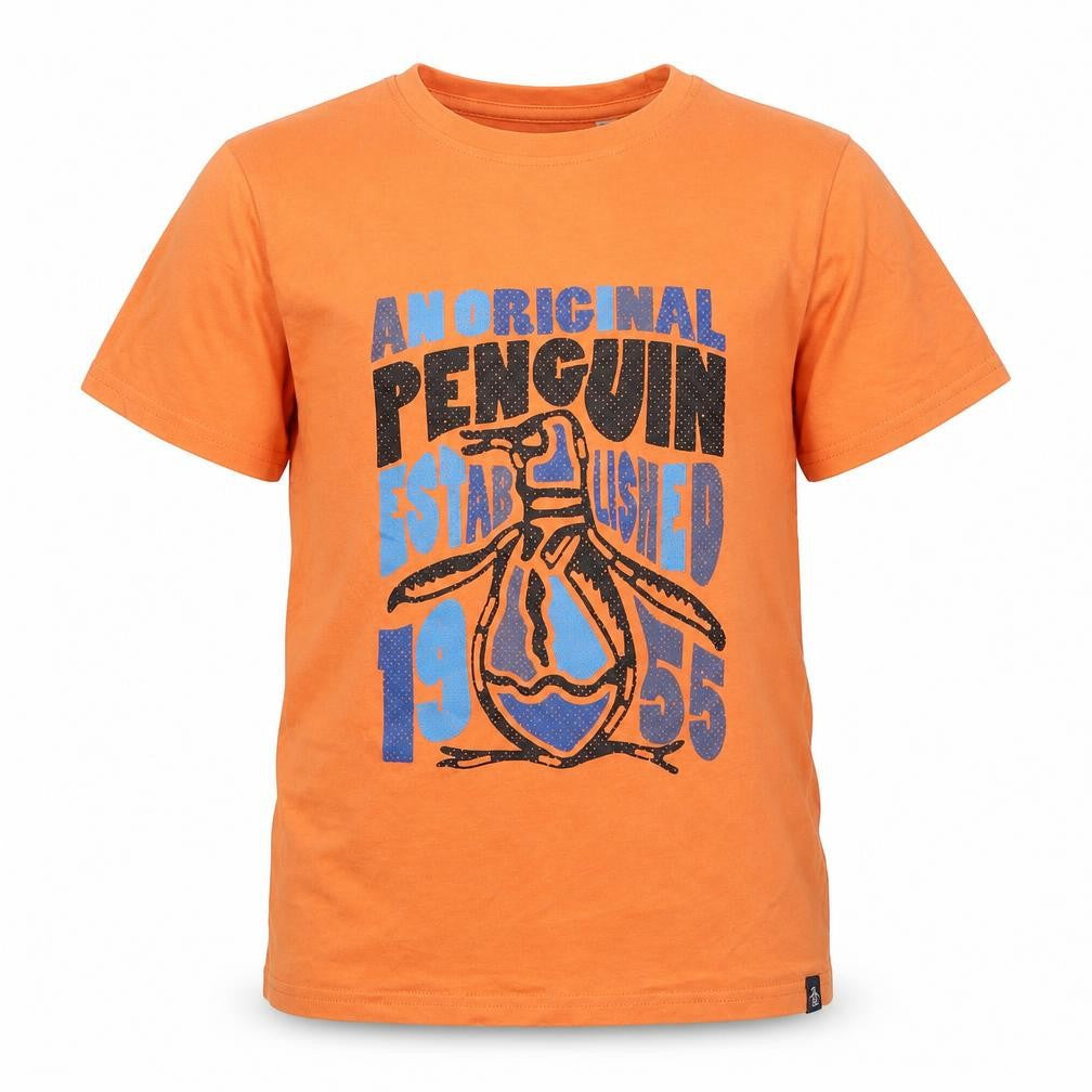 Original Penguin Boys Orange Graphic T-Shirt, Size 10-11 Years