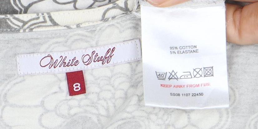 White Stuff Women's Grey Floral Shift Dress Size 8