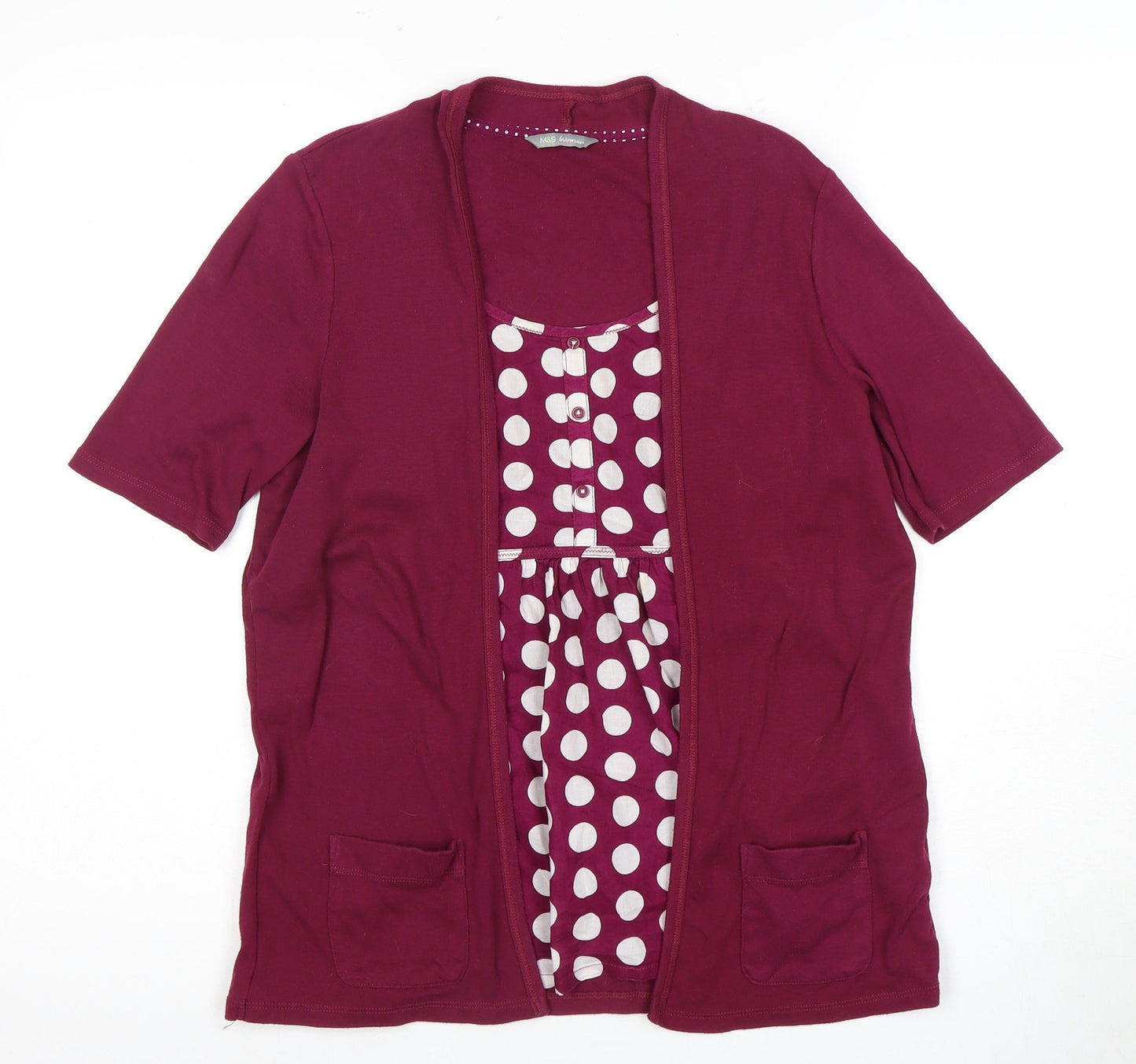 Marks and Spencer Women's Red Polka Dot Cardigan Size 14