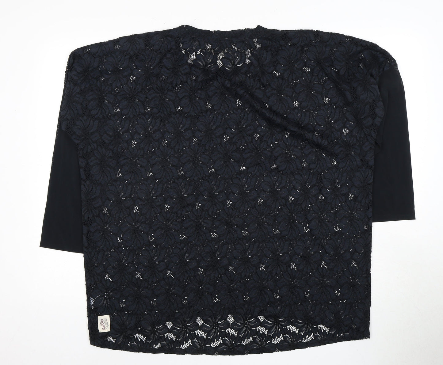 Post Card Women's Black Lace 3/4 Sleeve Top Size 2