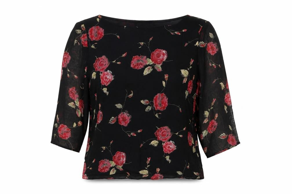 Marks and Spencer Women's Black Floral Blouse UK 12