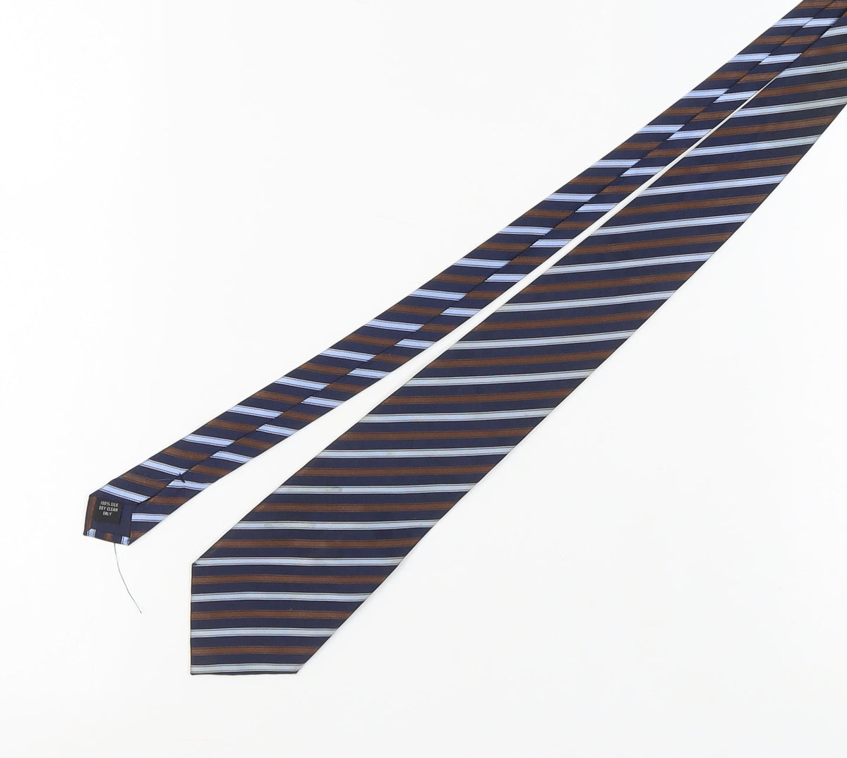 Dehavilland Men's Blue Brown Striped Silk Tie One Size