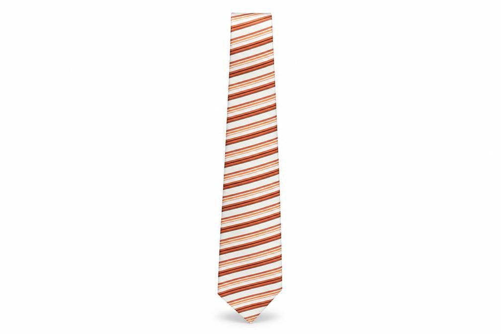 M.Silk Men's Orange Striped Designer Tie, 100% Silk, One Size