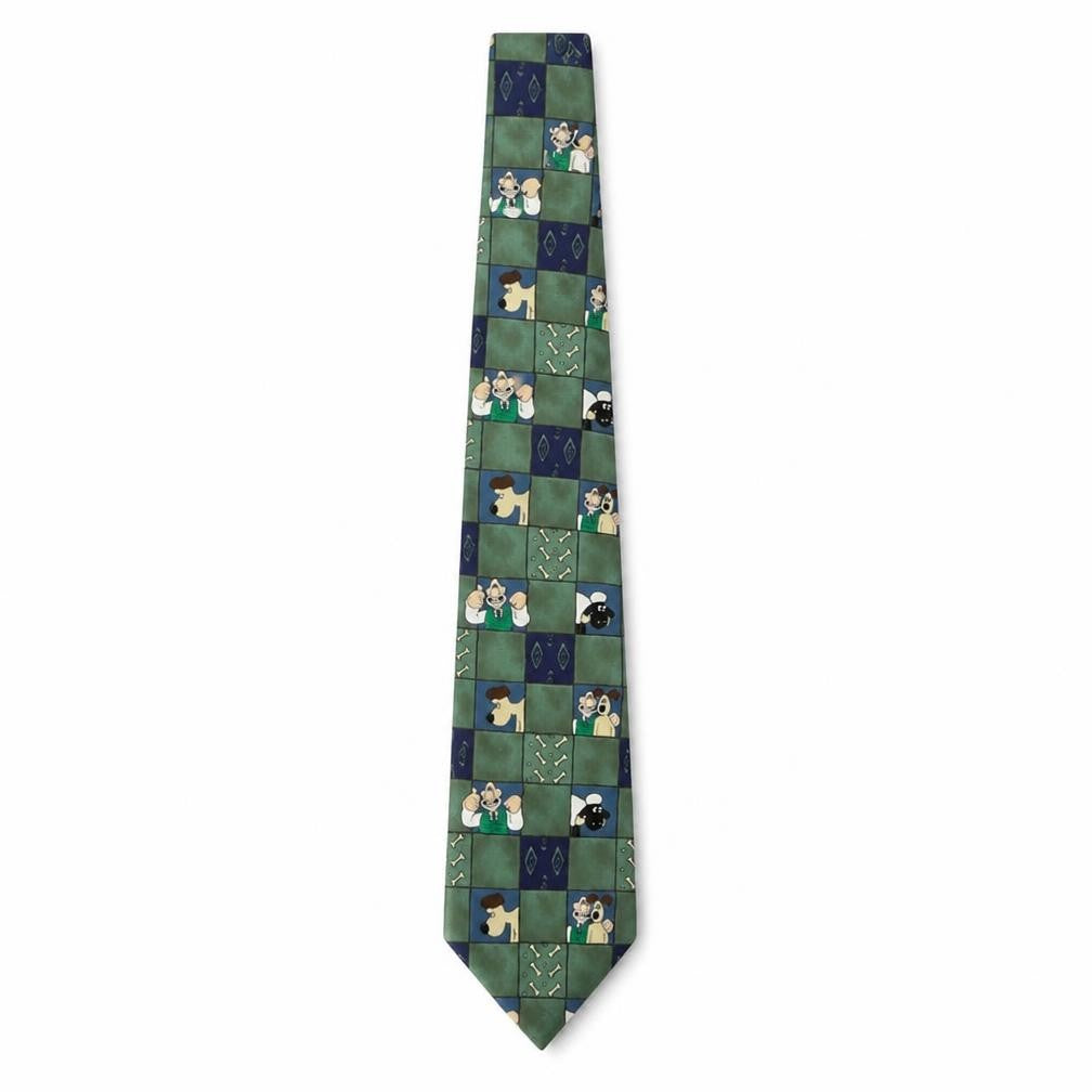 Marks and Spencer Cartoon Plaid Men's Tie - Green/Blue