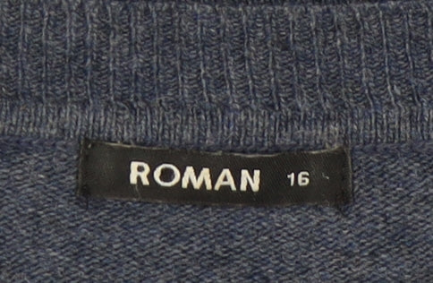 Roman Women's Blue Striped Pullover Jumper Size 16