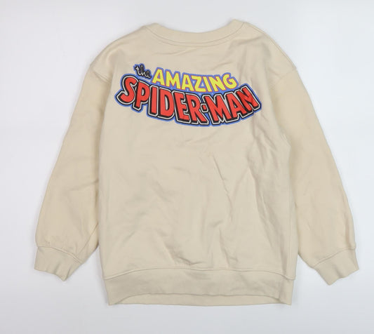 H&M Boys Beige Spiderman Sweatshirt 8-10 Years
