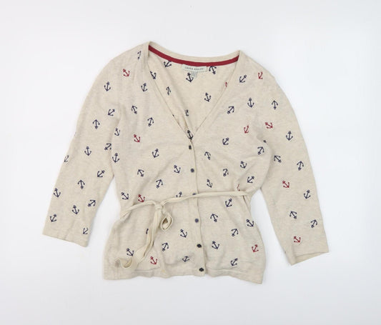 Laura Ashley Women Beige Nautical Cardigan Size 10