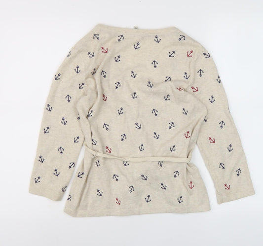 Laura Ashley Women Beige Nautical Cardigan Size 10