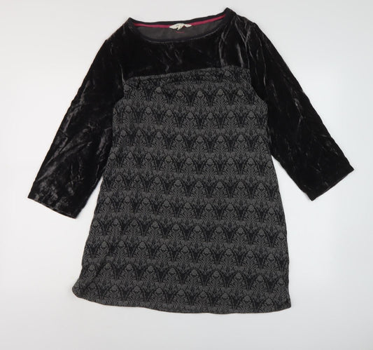 White Stuff Black Velvet Shift Dress Size 14