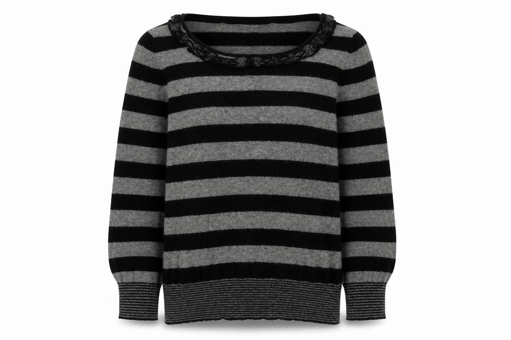 Country Casuals Women's Striped Pullover Jumper Black M