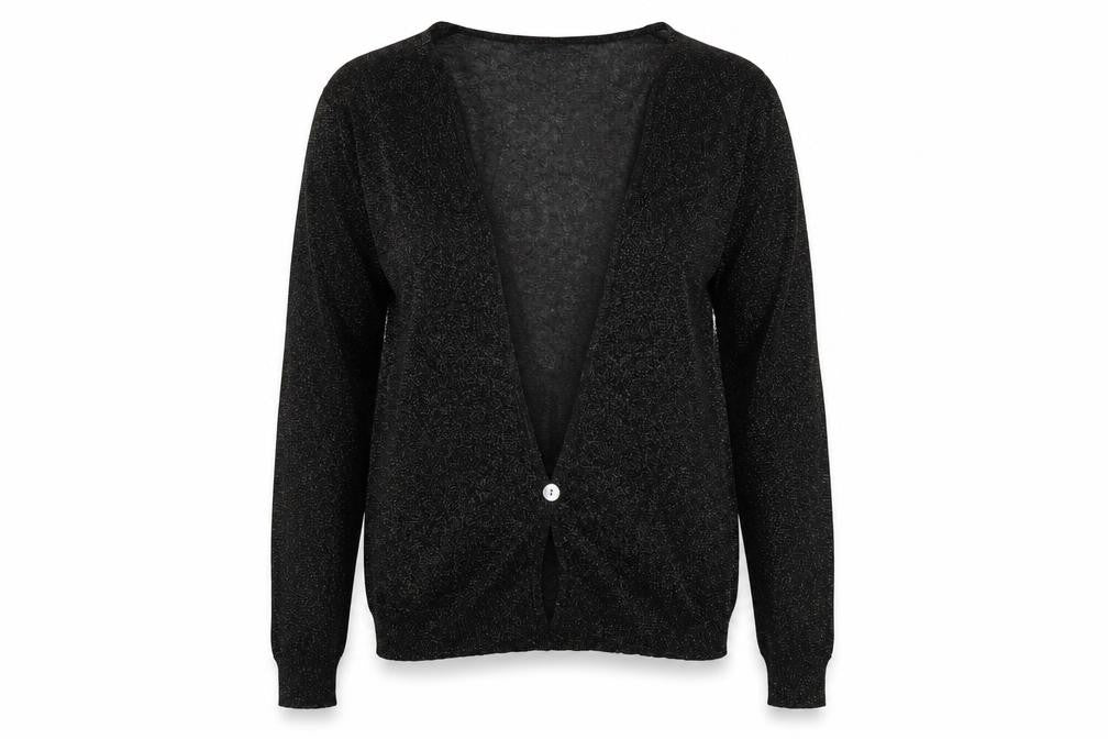 Betty Jackson Black Women's Black Cardigan V-Neck Light