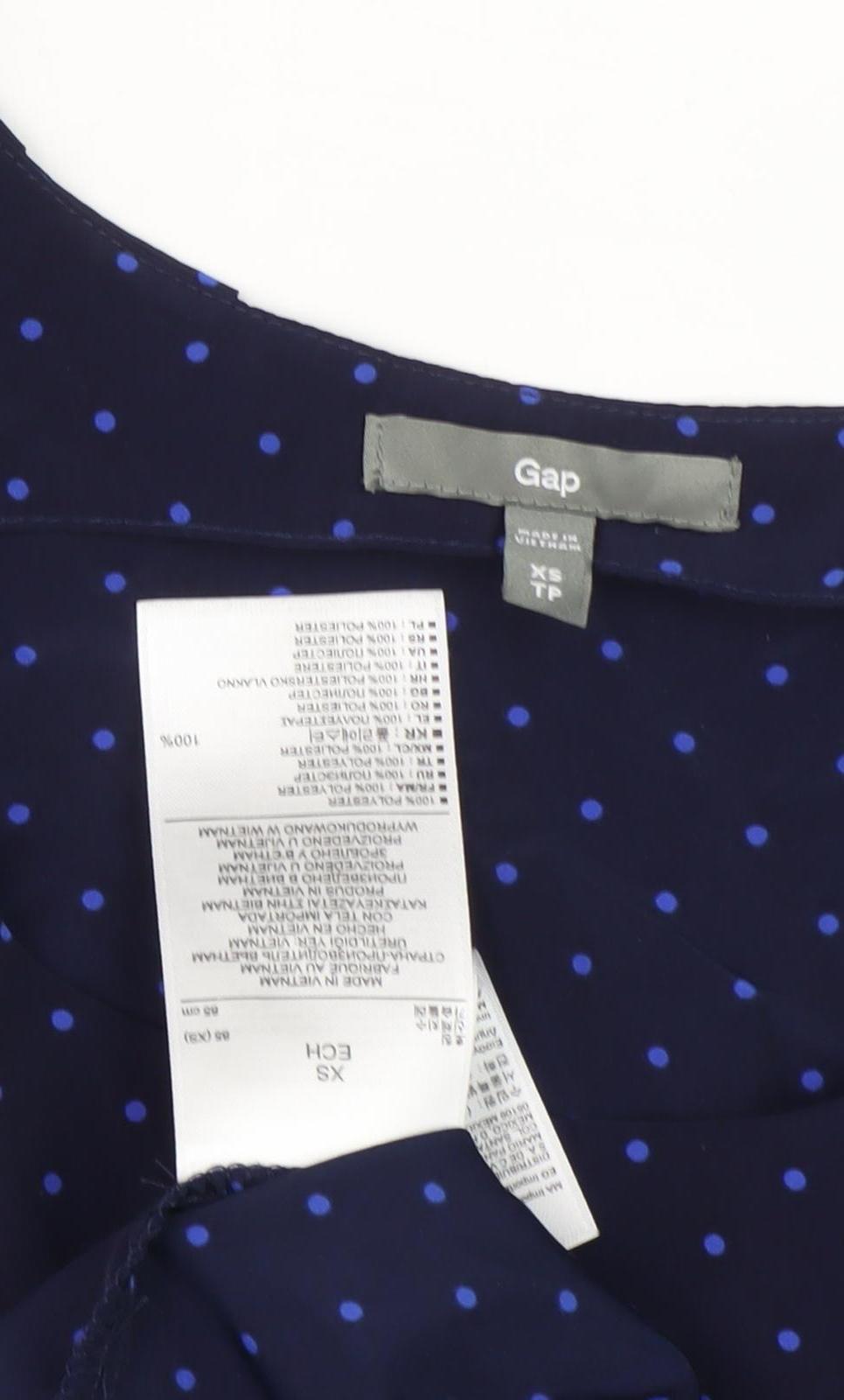 Gap Women's Blue Polka Dot Sleeveless Blouse XS