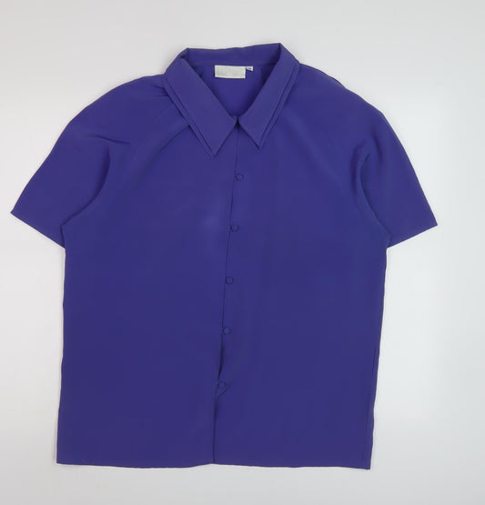 Ultra Belle Women's Blue Button-Up Shirt - Size 14, Polyester