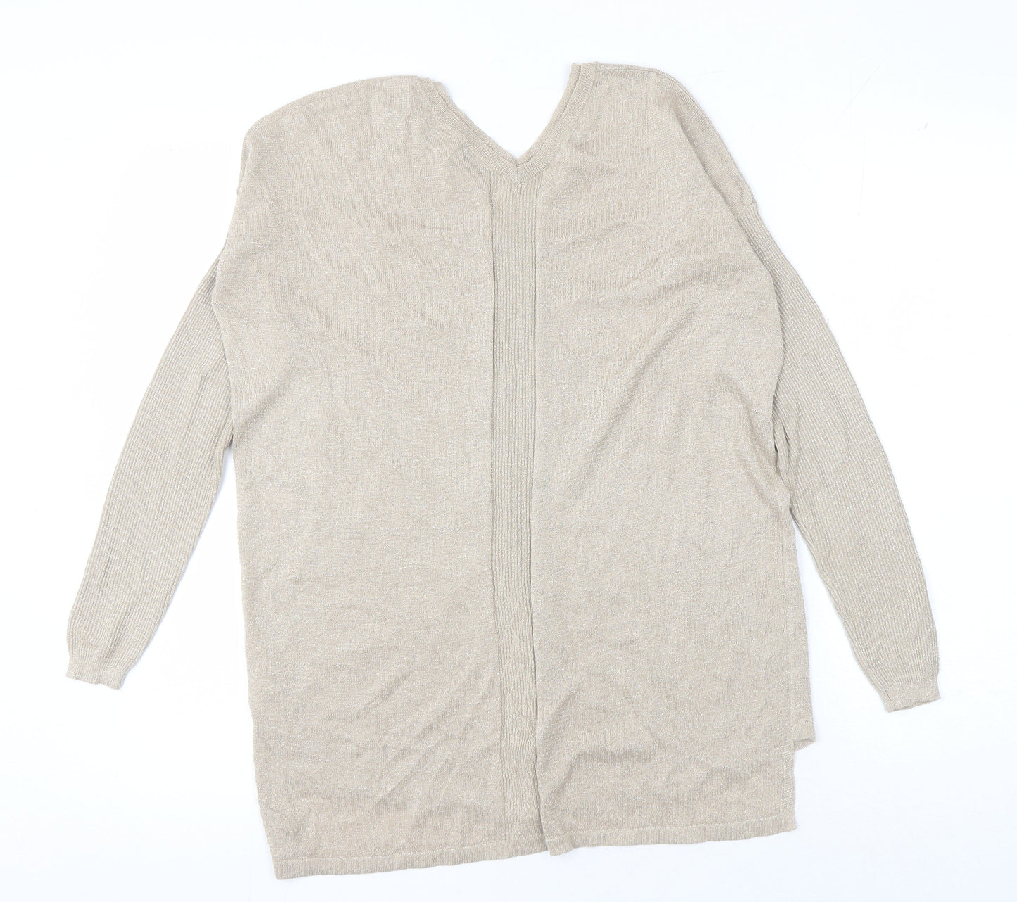 Next Women's Beige V-Neck Jumper Size 10