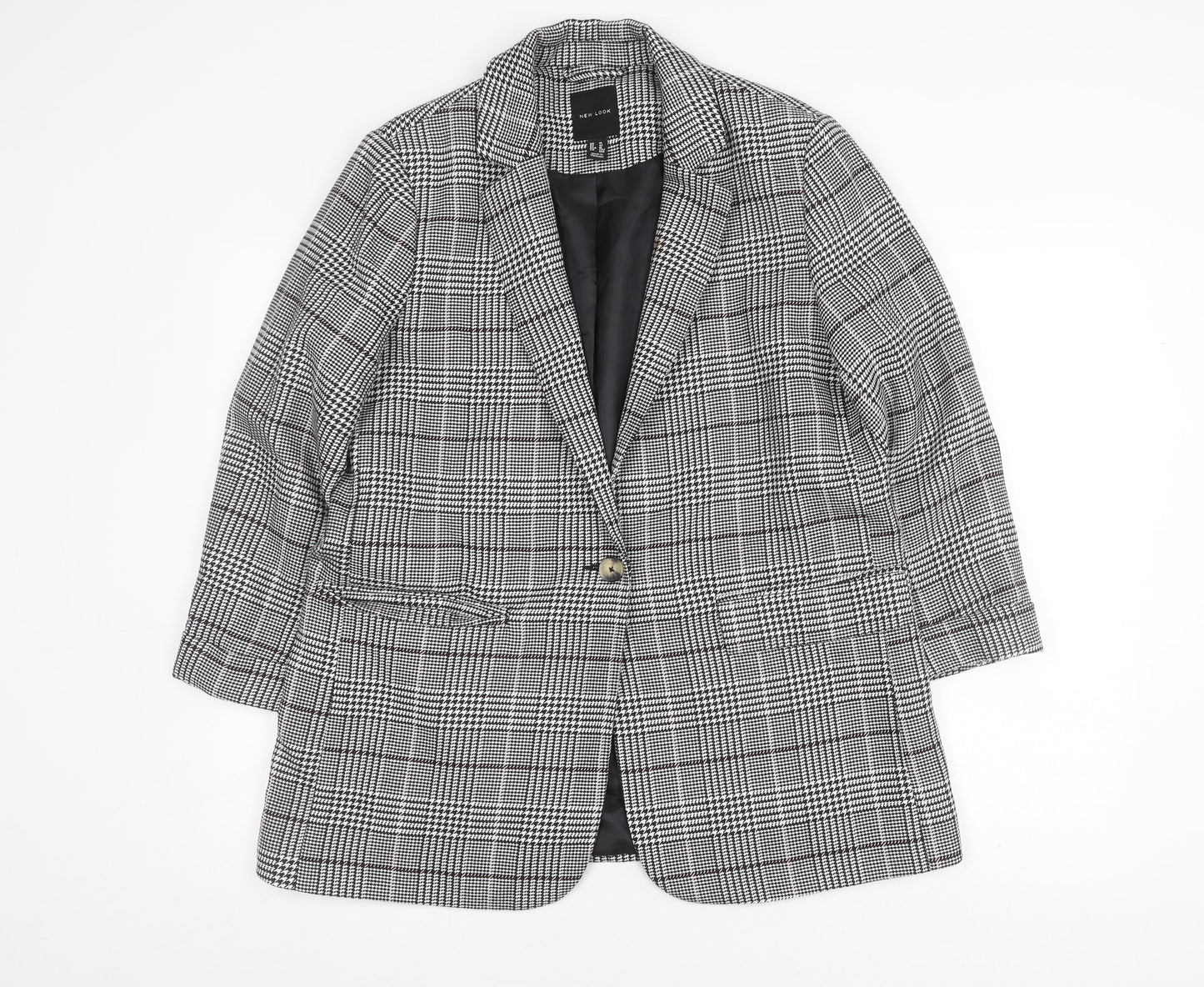 New Look Women's Black Houndstooth Blazer UK 14