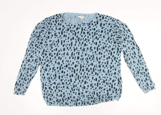 Fat Face Women's Blue Animal Print Jumper - Size 12