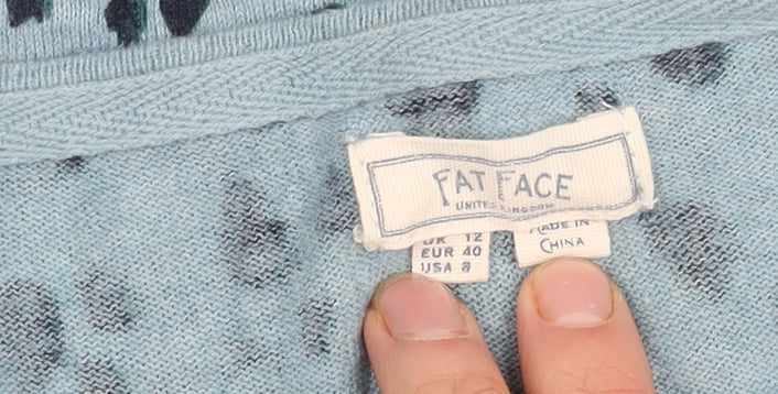 Fat Face Women's Blue Animal Print Jumper - Size 12