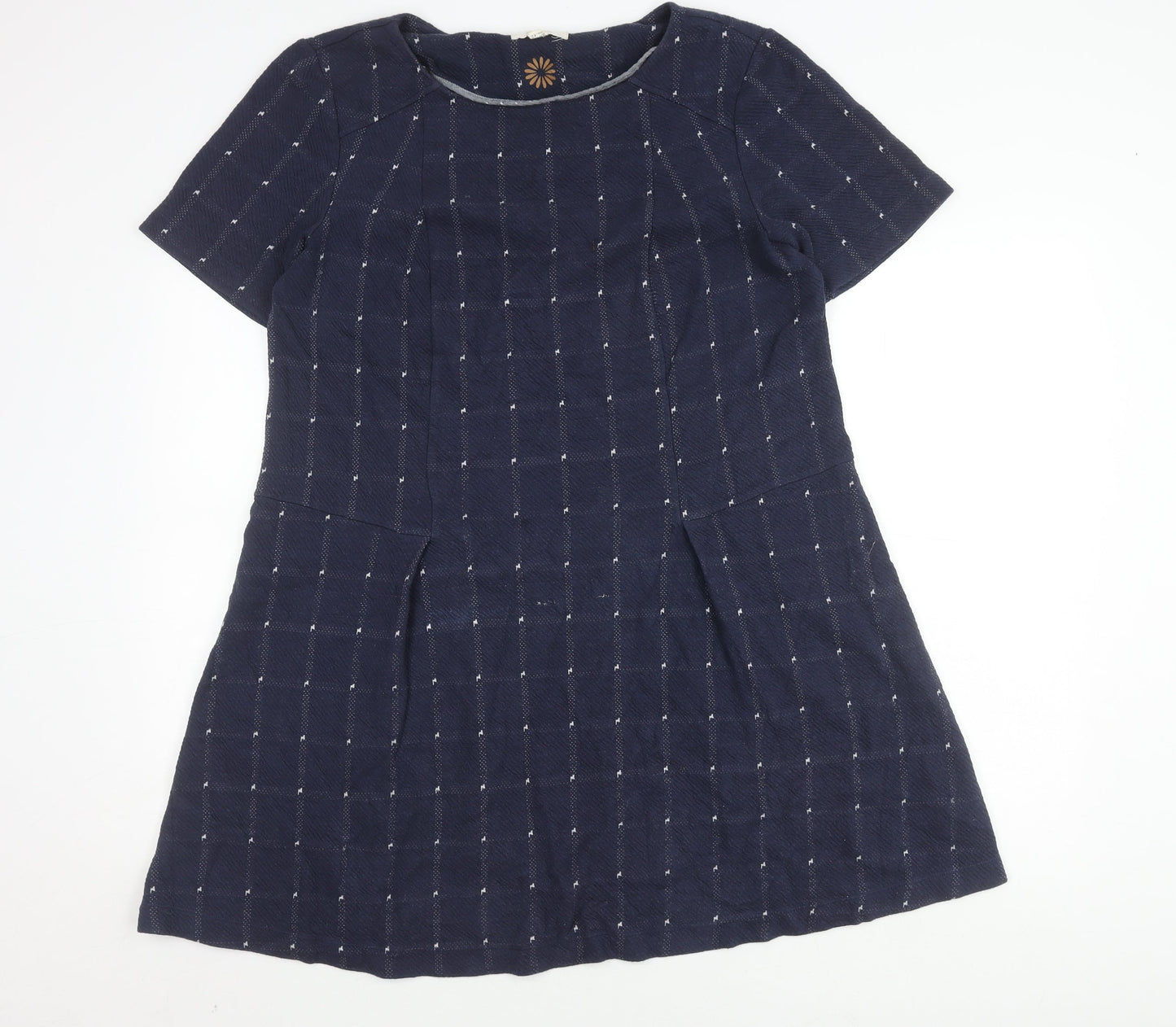 White Stuff Women's Blue A-Line Dress, Size 14, Check Pattern