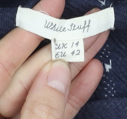 White Stuff Women's Blue A-Line Dress, Size 14, Check Pattern