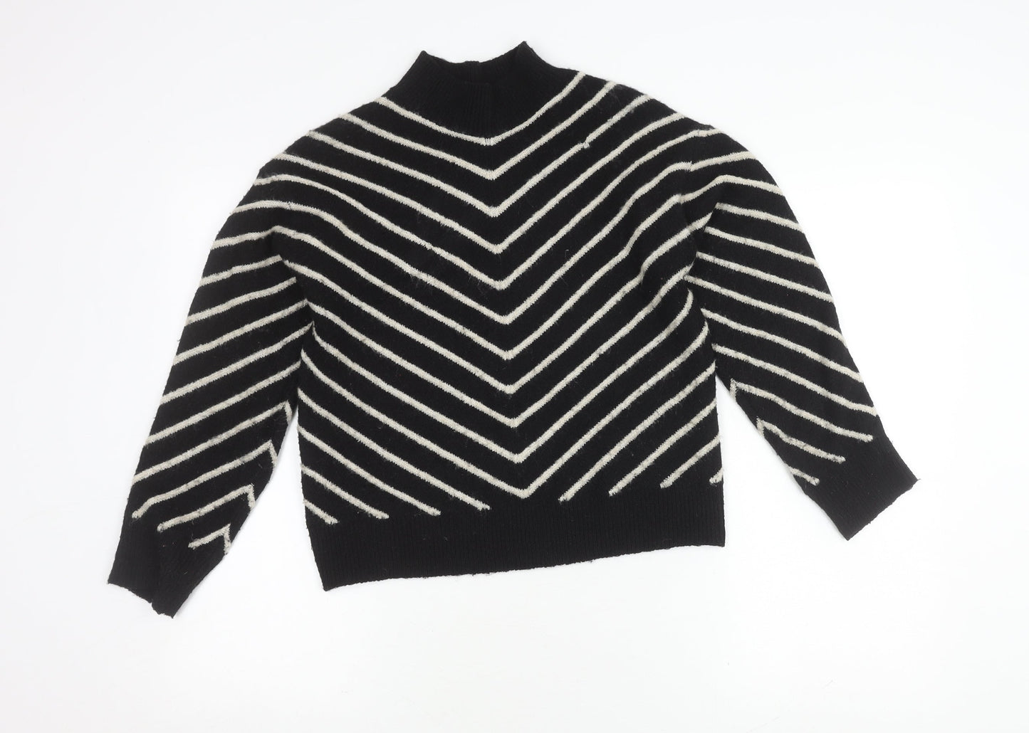 MNG Women's Black Striped Pullover Jumper XS