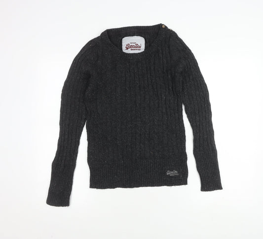 SuperDry Women's Black Cable-Knit Pullover Jumper - M