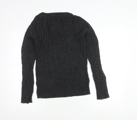 SuperDry Women's Black Cable-Knit Pullover Jumper - M
