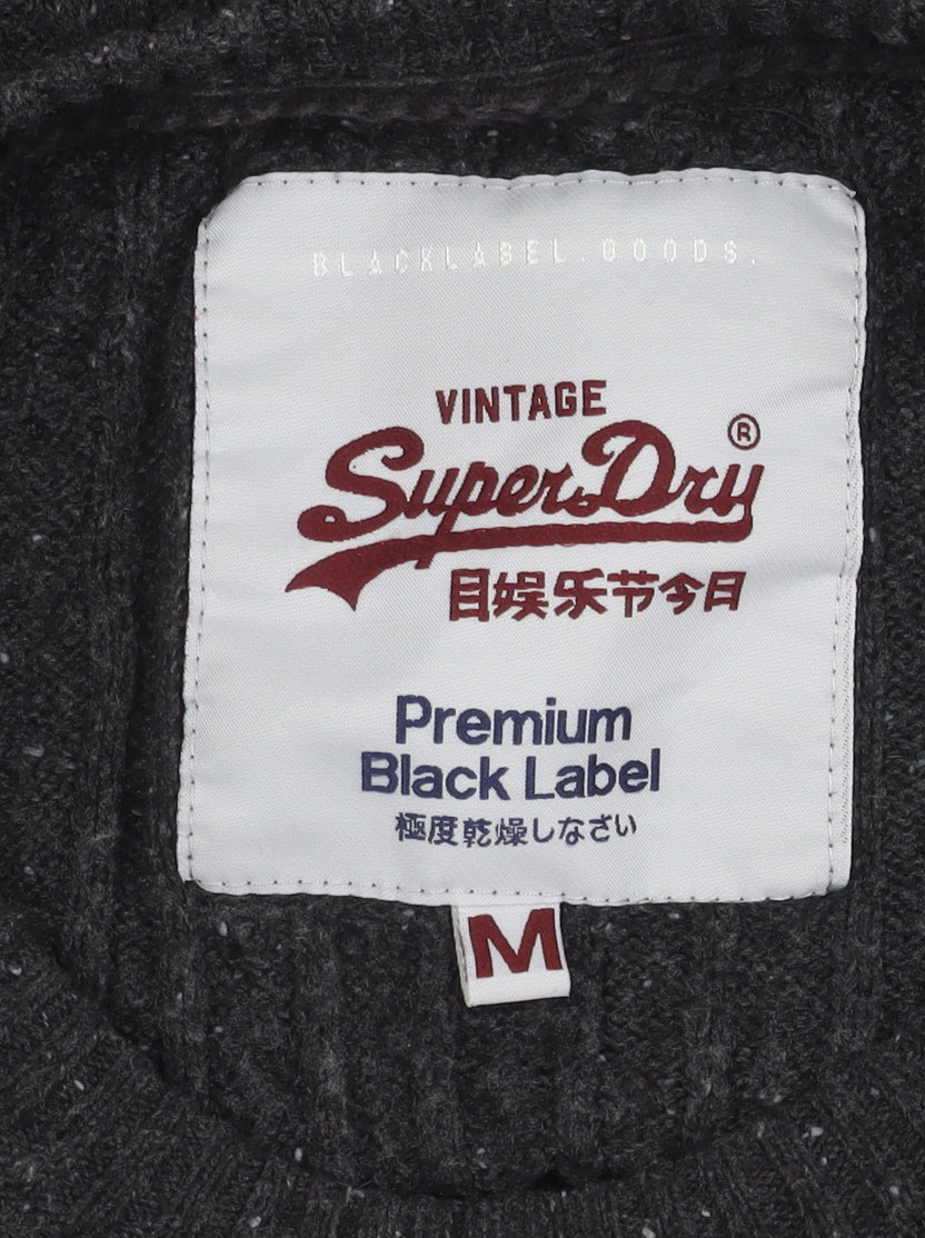 SuperDry Women's Black Cable-Knit Pullover Jumper - M