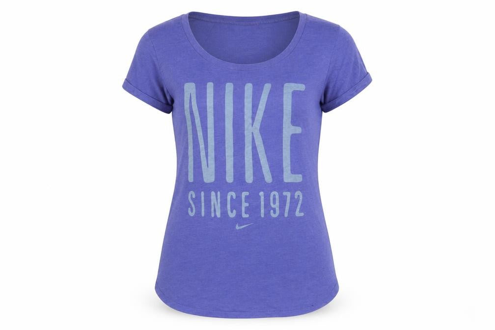 Womens UK Size S Nike Blue Cotton Blend T-Shirt