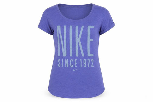 Womens UK Size S Nike Blue Cotton Blend T-Shirt
