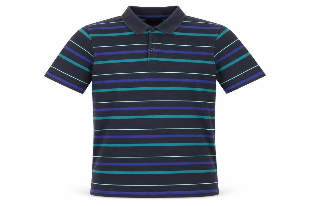 Thomas Nash Men's L Black Striped Polo Shirt