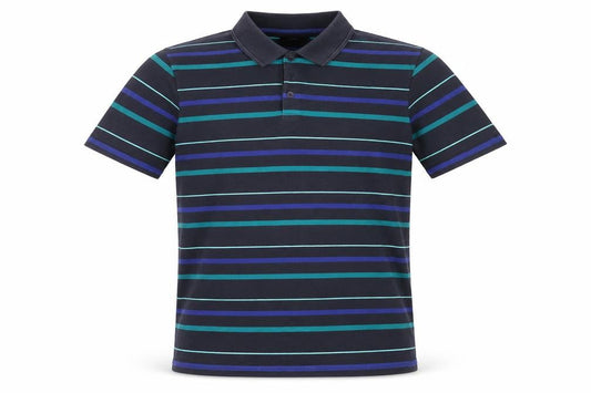 Thomas Nash Men's L Black Striped Polo Shirt