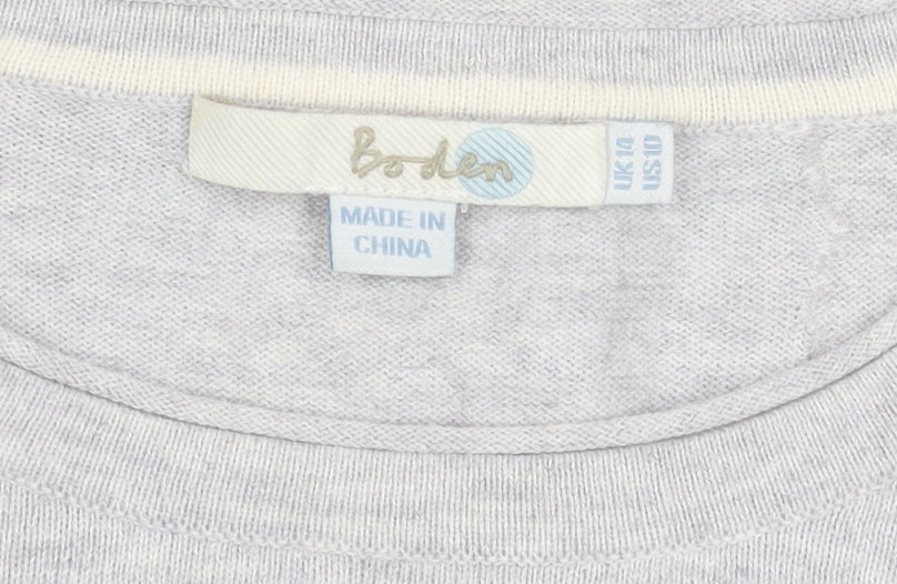 Boden Women's Grey Lace Accent Pullover Jumper Size 10