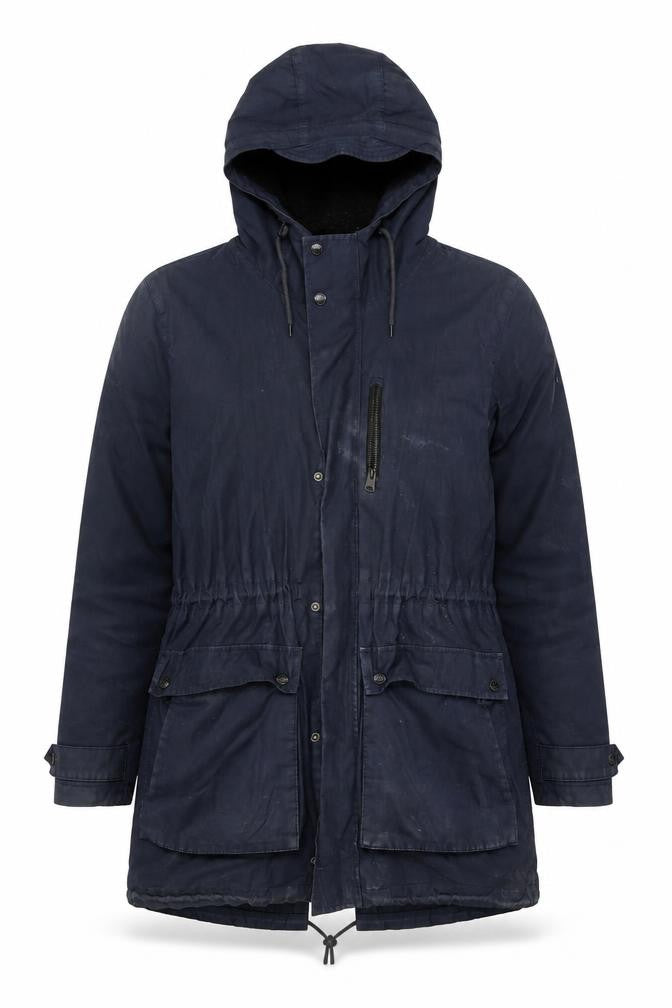 Original Penguin Women's Blue Parka Jacket M with Hood