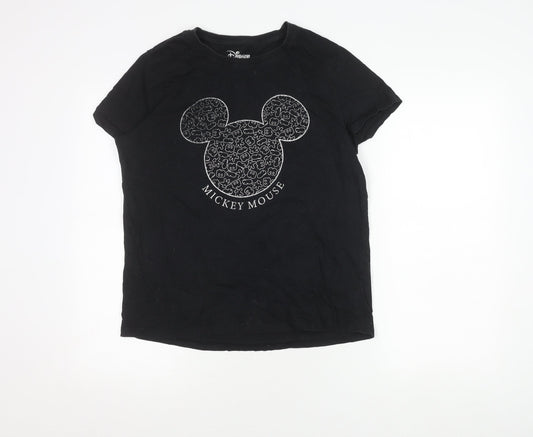 Disney Women's Black Cotton Mickey Mouse T-Shirt, M