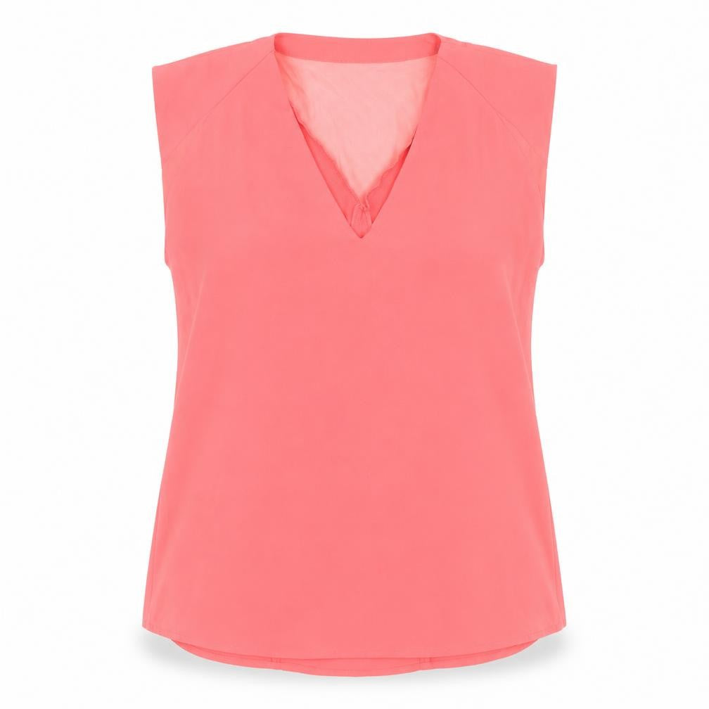 Oasis Women's Pink Sleeveless V-Neck Blouse Size 12