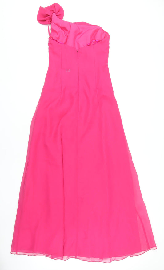 Impression Bridal Women's Pink One Shoulder A-Line Dress