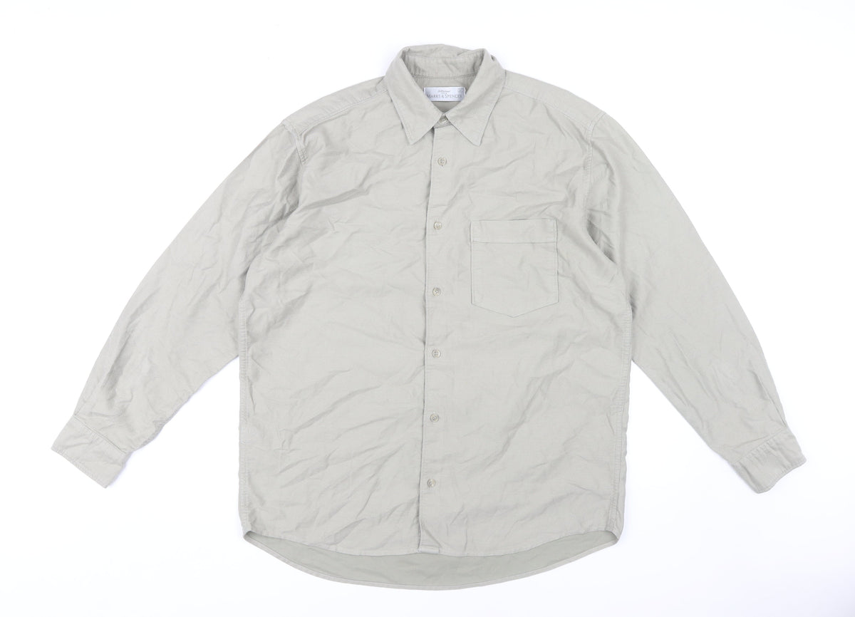 Marks and Spencer Men's Beige Long Sleeve Shirt M