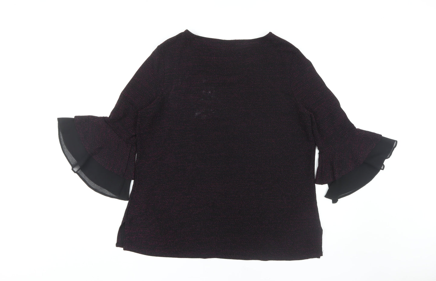 Roman Women's Black 3/4 Flared Sleeve Top Size 16