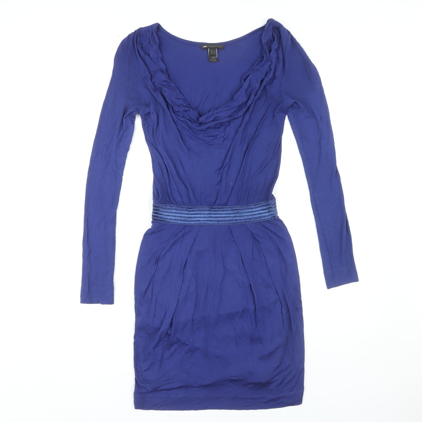 MNG Women's Blue Casual Long Sleeve Dress, S