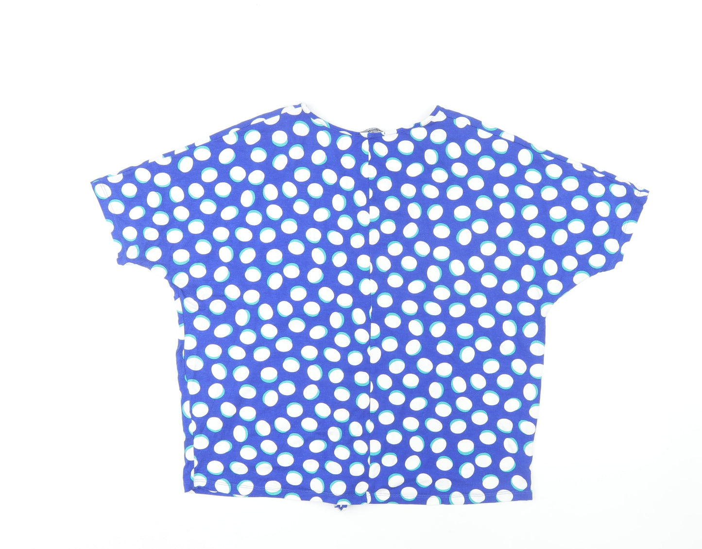 Roman Women's Blue Polka Dot V-Neck Blouse Size 12