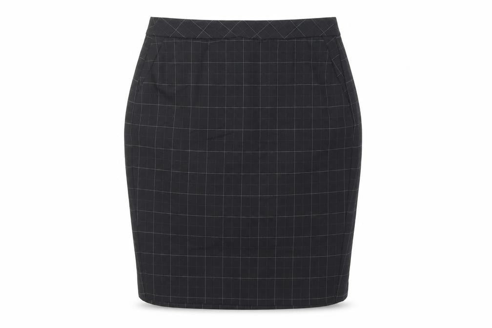 Front view of Marks & Spencer Black Check Pencil Skirt - UK 12