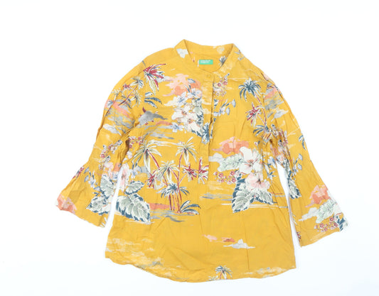 United Colors of Benetton Women's Yellow Floral Tunic Blouse
