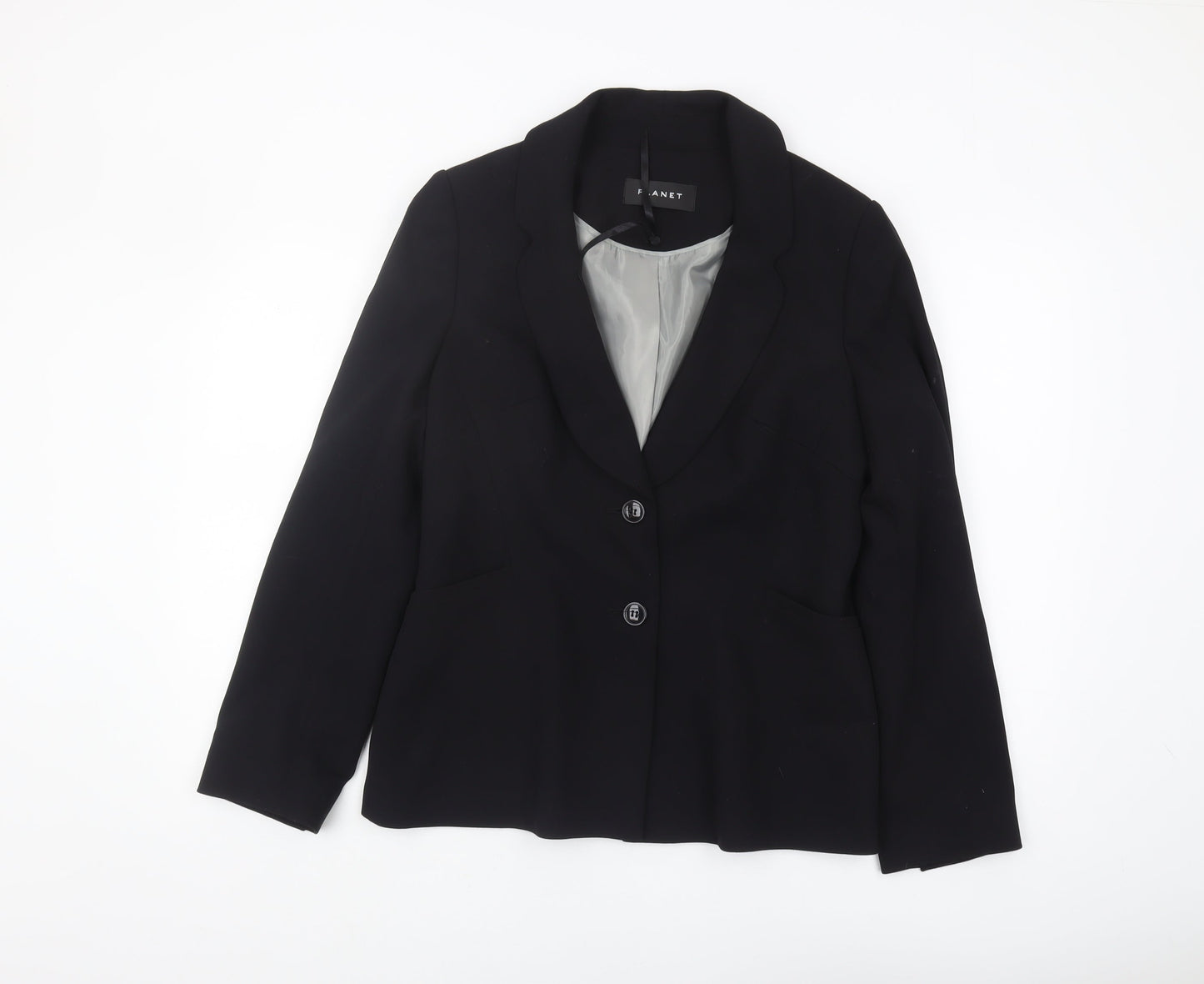 Planet Women's Black Blazer Jacket Size 12 Notch Lapel